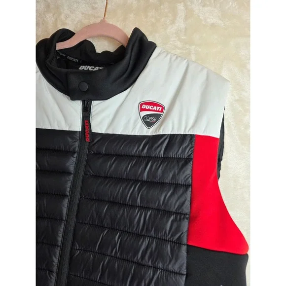 Ducati Corse Puffer Vest Men's XL Black White Red Zip Up Sleeveless Jacket - Picture 4 of 11
